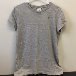 Light gray Nike workout tee.